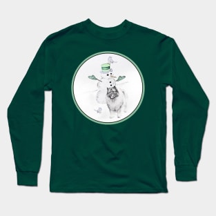 Keeshond Christmas Snowman Long Sleeve T-Shirt